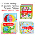 Children DIY Stickers Toys Button/Pompom/Diamond Early Education 3-6 Years Old Gifts TMZ